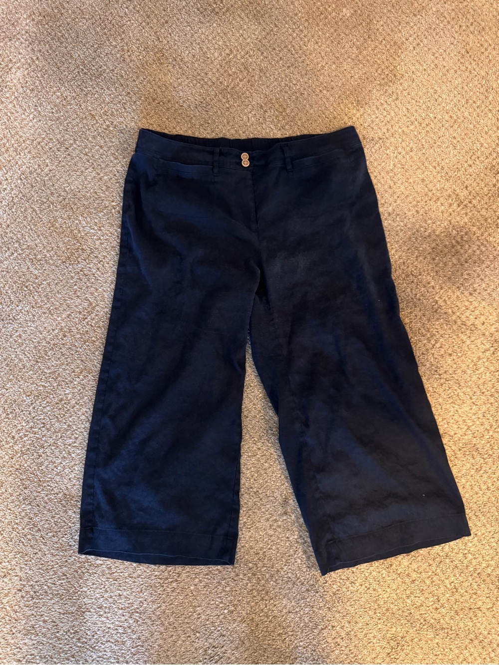 J.Jill Navy Wide Leg Cropped Pants Women’s XL Linen Blend